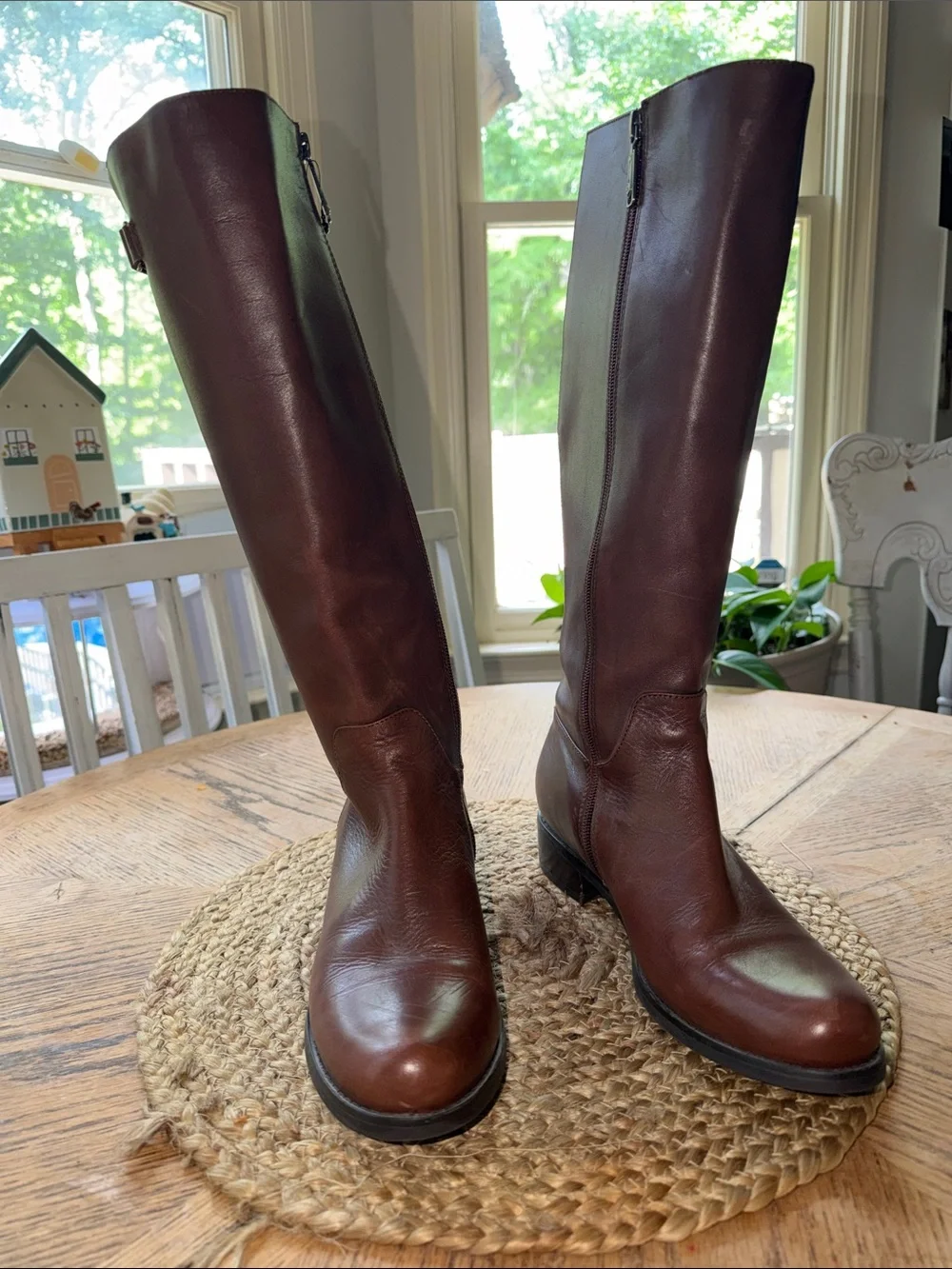 Blondo Volly Waterproof Riding Boots Shoes Womens Size 9M Brown Leather Zip Up